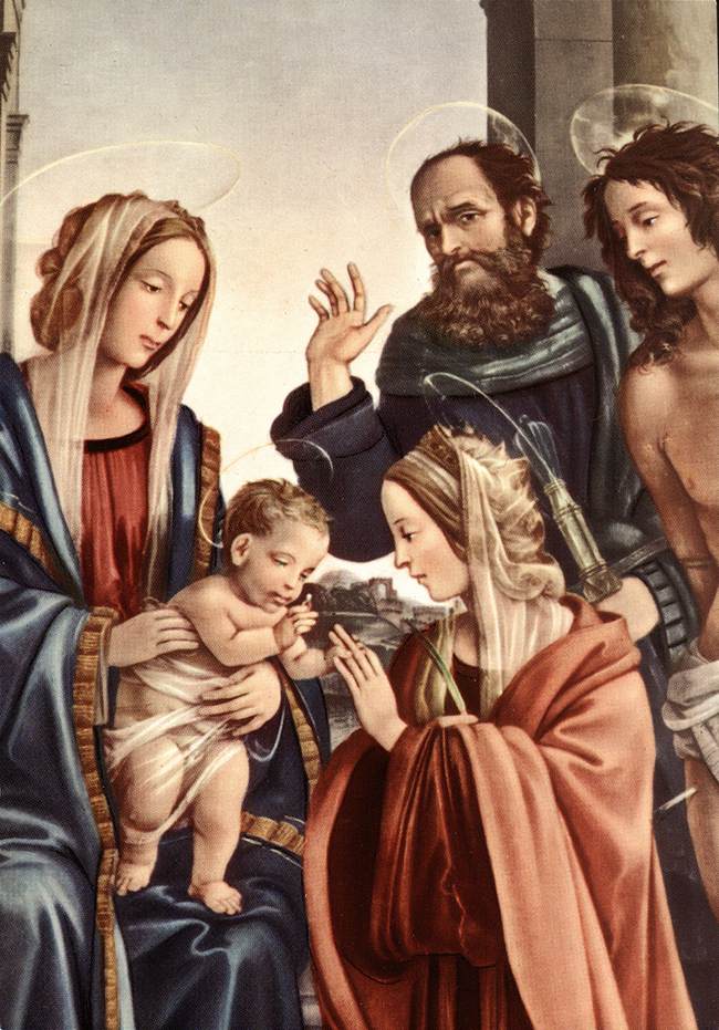 The Marriage of St Catherine [detail], vintage artwork by Filippino Lippi, A3 (16x12") Poster Print