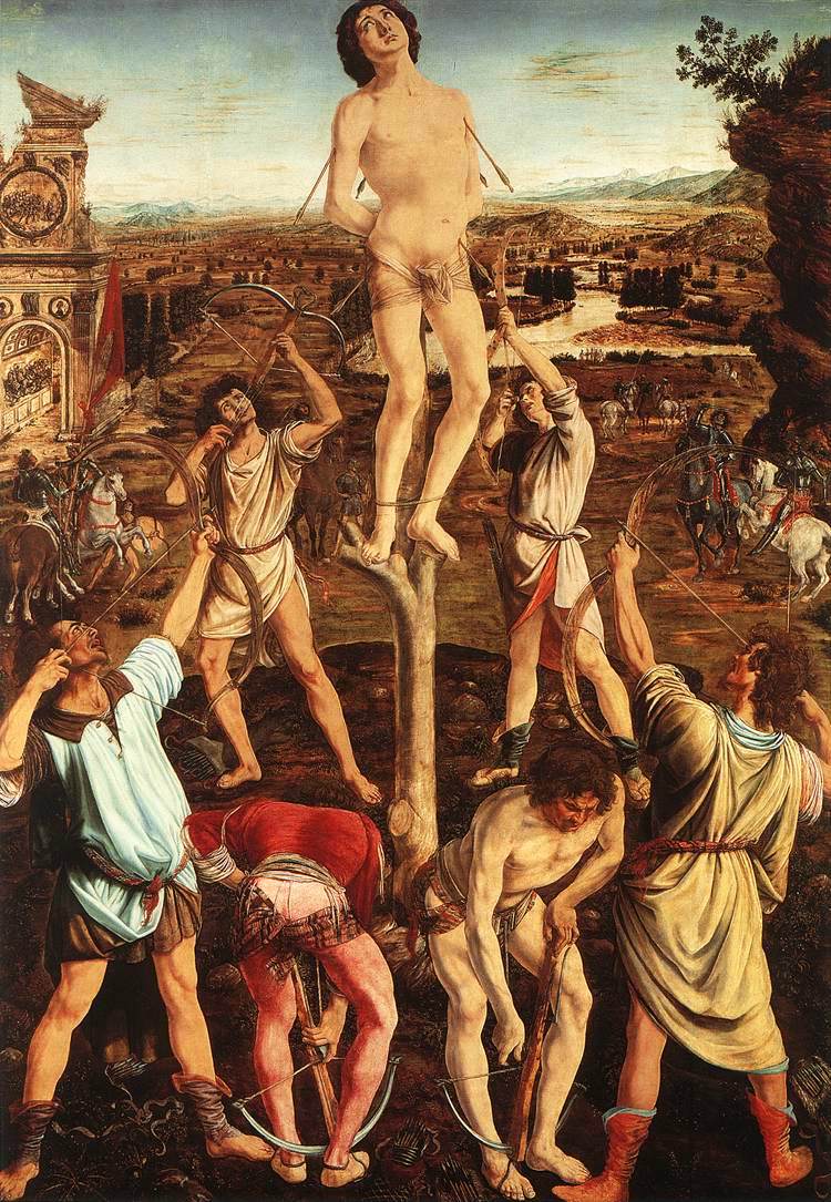 The Martydom of Saint Sebastian, vintage artwork by Antonio del Pollaiuolo, A3 (16x12") Poster Print