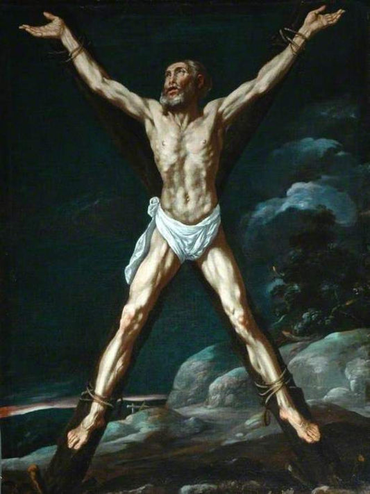 The Martyrdom of Saint Andrew, vintage artwork by Luis Tristán de Escamilla, 12x8" (A4) Poster