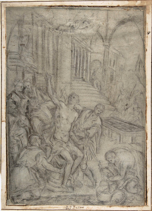 The Martyrdom of Saint Lawrence, vintage artwork by Leandro Bassano, 12x8" (A4) Poster