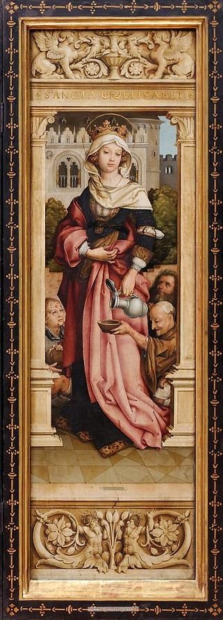 The Martyrdom of Saint Sebastian ~ Left panel: Saint Elizabeth, vintage artwork by Hans Holbein the Elder, A3 (16x12") Poster Print