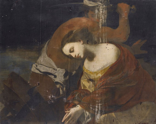 The Martyrdom of St. Catherine, vintage artwork by Massimo Stanzione, 12x8" (A4) Poster