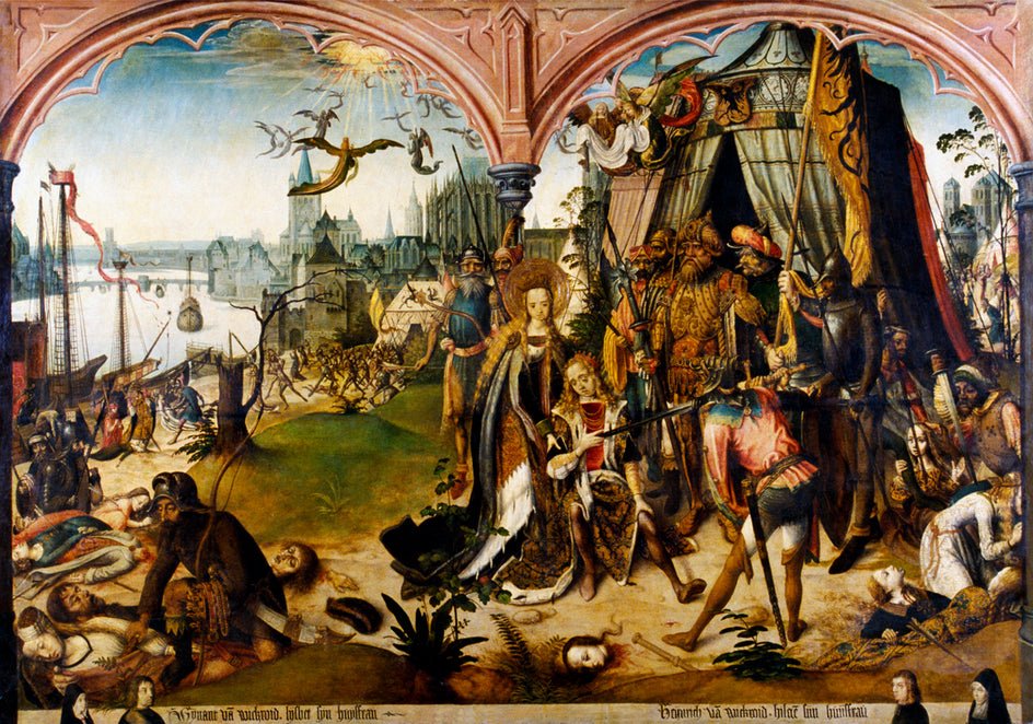 The Martyrdom of St Ursula and the 11,000 Virgins, vintage artwork by Master of the legend of St Ursula, A3 (16x12") Poster Print