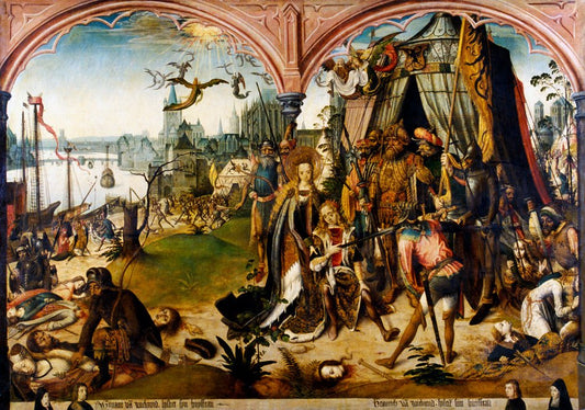 The Martyrdom of St Ursula and the 11,000 Virgins, vintage artwork by Master of the legend of St Ursula, A3 (16x12") Poster Print