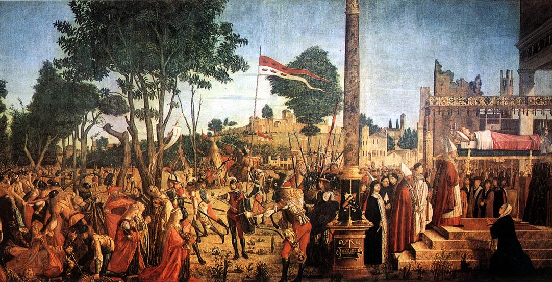 The Martyrdom of the Pilgrims and the Funeral of Saint Ursula, vintage artwork by Vittore Carpaccio, A3 (16x12") Poster Print