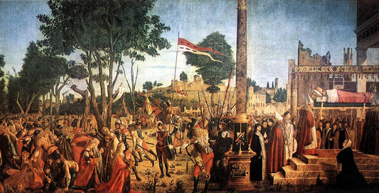 The Martyrdom of the Pilgrims and the Funeral of Saint Ursula, vintage artwork by Vittore Carpaccio, A3 (16x12") Poster Print