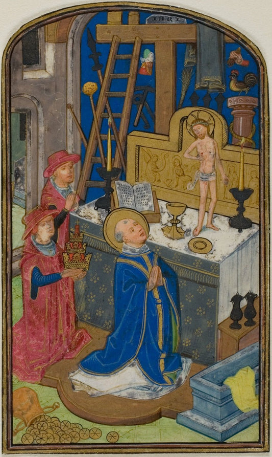 The Mass of St. Gregory, from a Book of Hours by  Willem Vrelant or his workshop (Bruges), 23x16"( A2 size) Poster Print