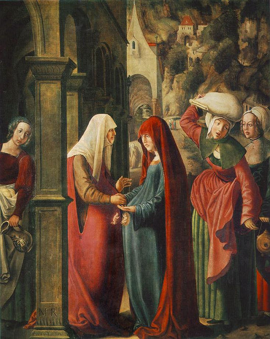 The Meeting of Mary and Elizabeth, vintage artwork by Marx Reichlich, A3 (16x12") Poster Print