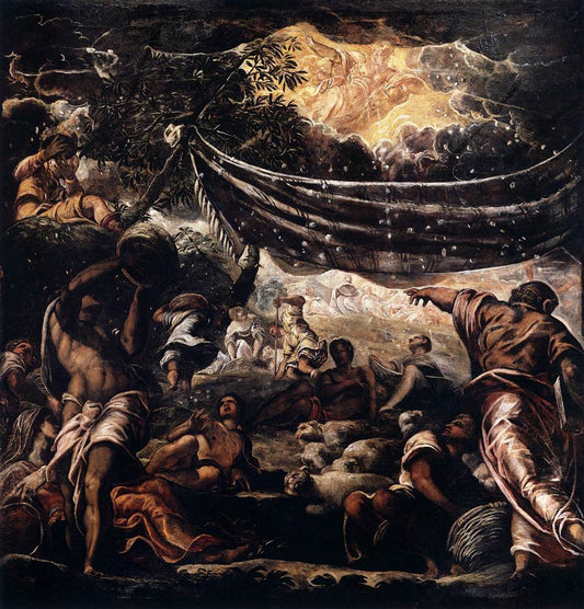 The Miracle of Manna, vintage artwork by Tintoretto, A3 (16x12") Poster Print