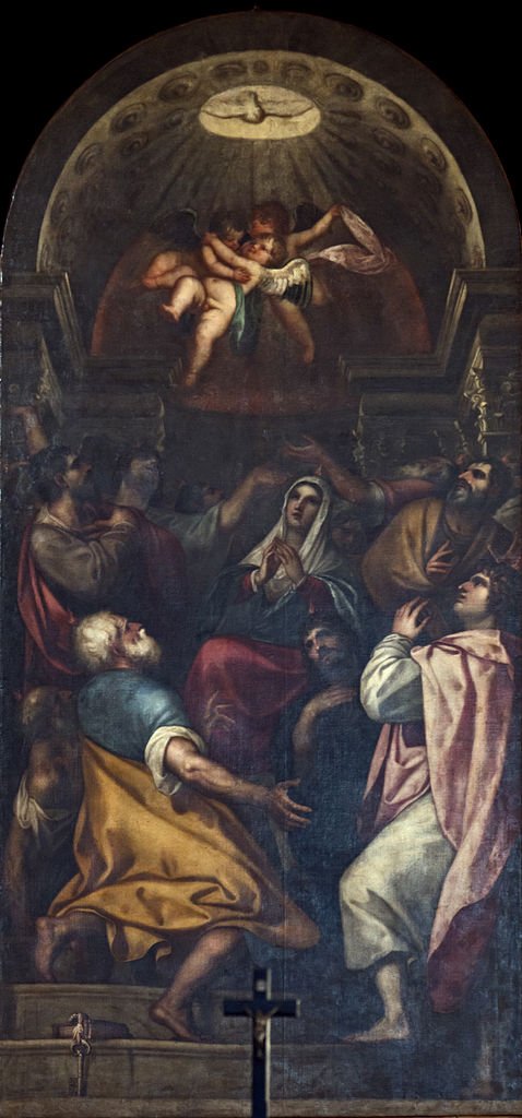 The Miracle of Pentecost, vintage artwork by Alessandro Varotari, 12x8" (A4) Poster