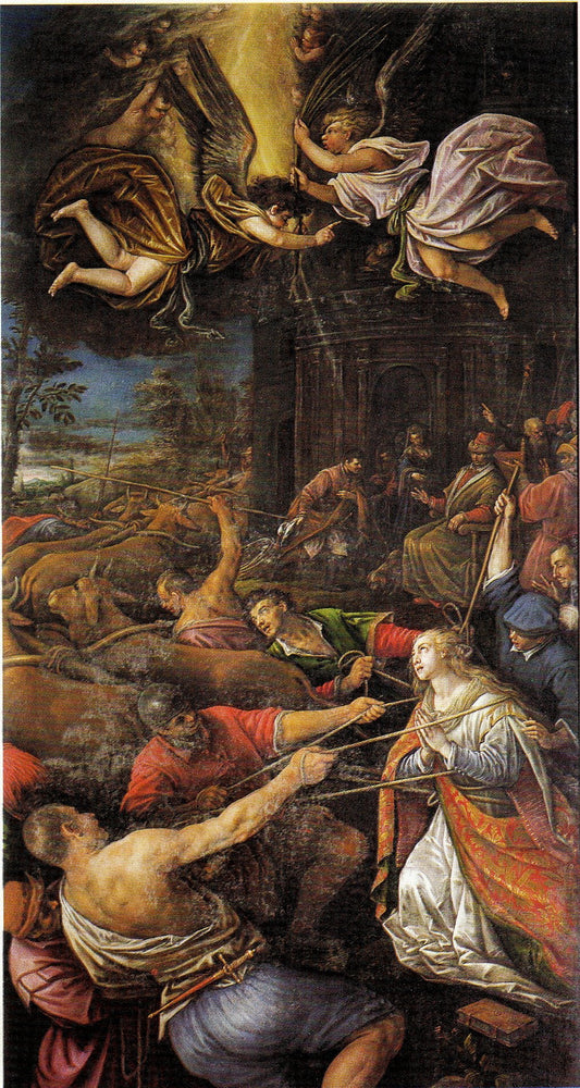 The Miracle of the immobility of Santa Lucia, vintage artwork by Leandro Bassano, 12x8" (A4) Poster