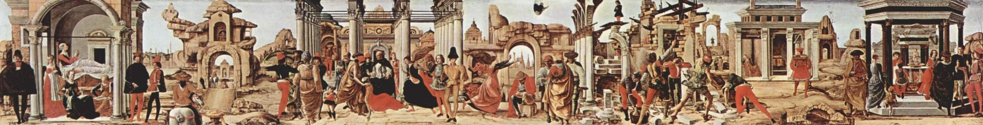 The Miracles of Saint Vincent Ferrer (Predella from the Griffoni Altarpiece), vintage artwork by Ercole de' Roberti, A3 (16x12") Poster Print