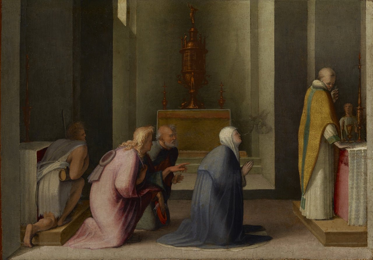 The Miraculous Communion of Saint Catherine of Siena, vintage artwork by Domenico Beccafumi, A3 (16x12") Poster Print
