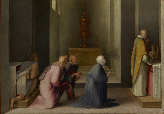 The Miraculous Communion of Saint Catherine of Siena, vintage artwork by Domenico Beccafumi, A3 (16x12") Poster Print