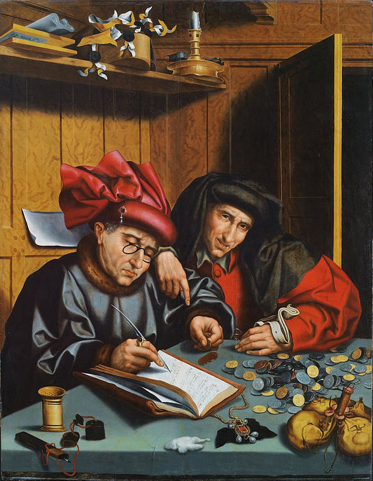 The Money Changer, vintage artwork by Marinus van Reymerswaele, A3 (16x12") Poster Print