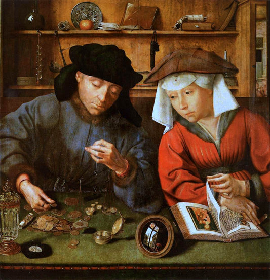The Moneylender and his Wife, vintage artwork by Quentin Massys, A3 (16x12") Poster Print