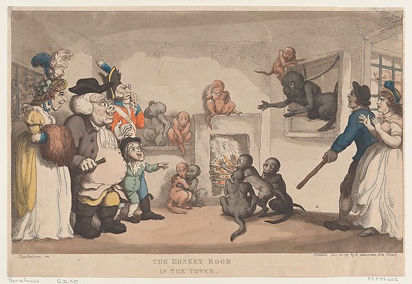 The Monkey Room in the Tower December 20, 1799-Thomas Rowlands, vintage art, A3 (16x12") Poster Print
