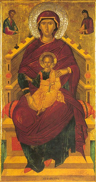 The Mother of God Enthroned, vintage artwork by Andreas Ritzos, A3 (16x12") Poster Print