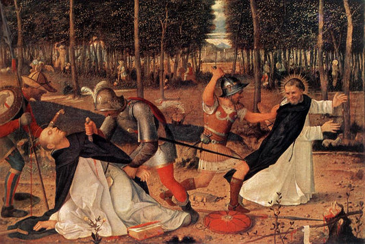 The Murder of St Peter the Martyr, vintage artwork by Giovanni Bellini, A3 (16x12") Poster Print