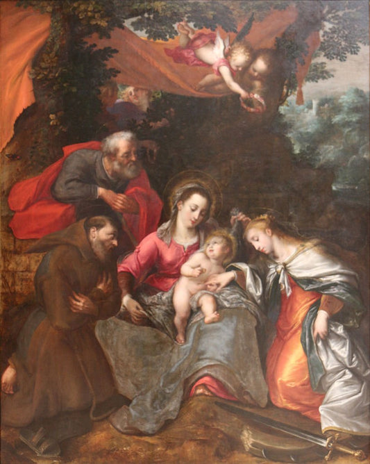 The mystical marriage of Saint Catherine, vintage artwork by Otto van Veen, A3 (16x12") Poster Print