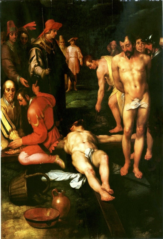 The Nailing to the Cross, vintage artwork by Cornelis van Haarlem, A3 (16x12") Poster Print