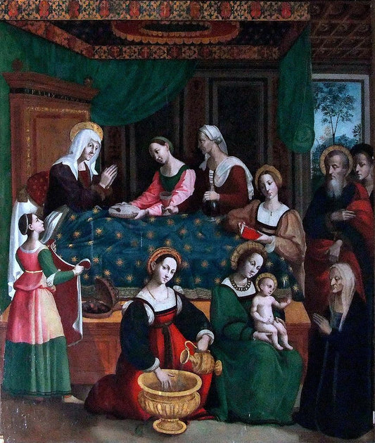 The Nativity of the Virgin Mary, vintage artwork by Vincenzo Tamagni, A3 (16x12") Poster Print