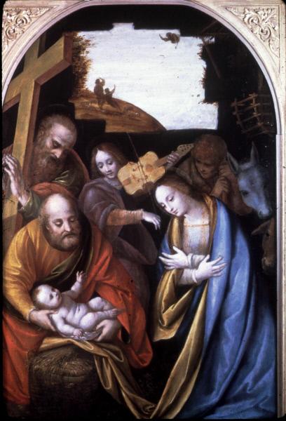 The Nativity with Saint Philip, vintage artwork by Bernardino Lanino, A3 (16x12") Poster Print