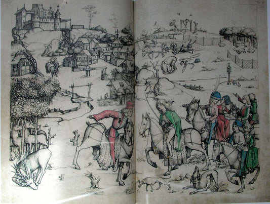 The Noble Hunt, vintage artwork by Master of the Housebook, A3 (16x12") Poster Print