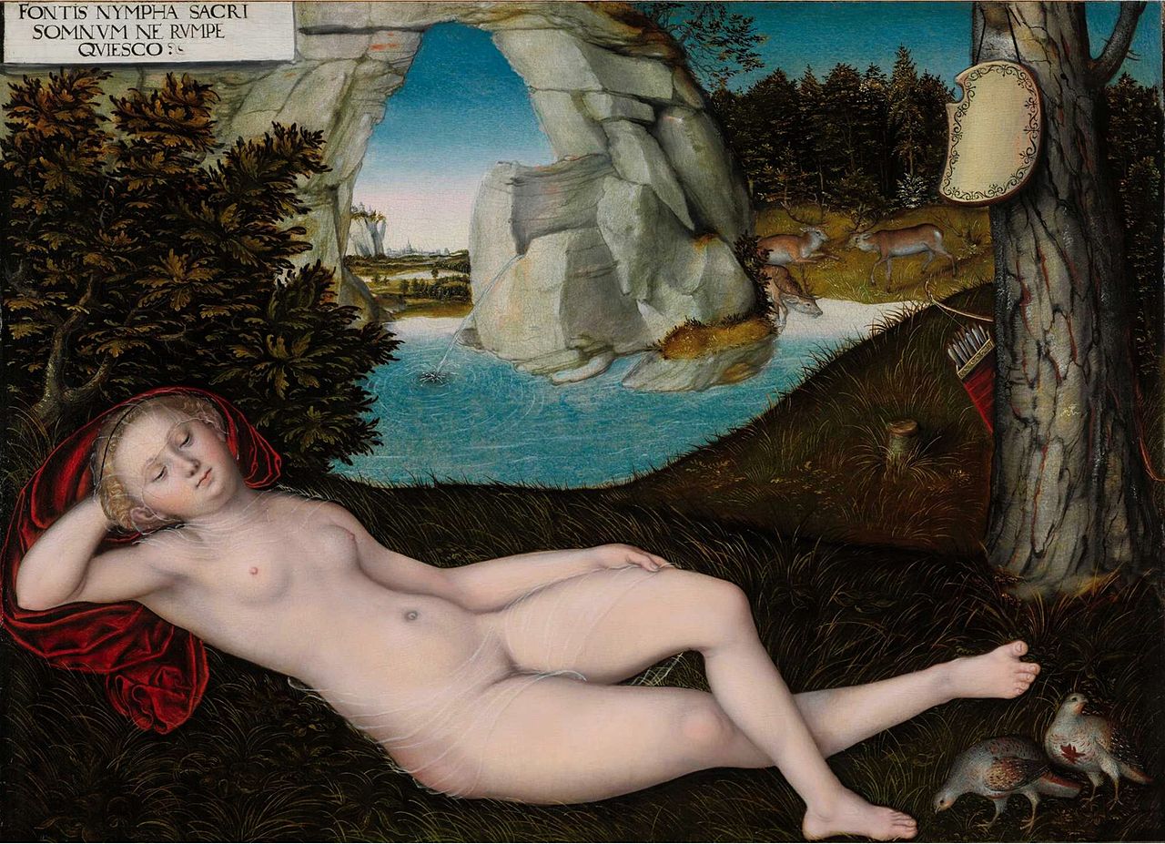 The Nymph of the Spring, vintage artwork by Lucas Cranach the Younger, A3 (16x12") Poster Print