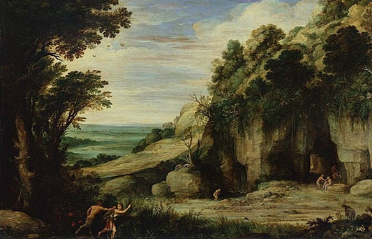 The Nymph Syrinx Pursued by  Pan, vintage artwork by Paul Bril, A3 (16x12") Poster Print