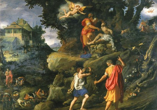The Offering of Isaac, vintage artwork by Alessandro Allori, A3 (16x12") Poster Print