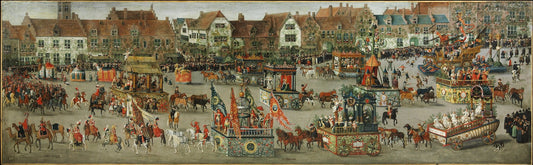 The Ommeganck Procession in Brussels on 31 May 1615, vintage artwork by Denijs van Alsloot, 12x8" (A4) Poster