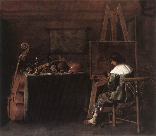 The Painter in His Studio, vintage artwork by Hendrick Pot, 12x8" (A4) Poster