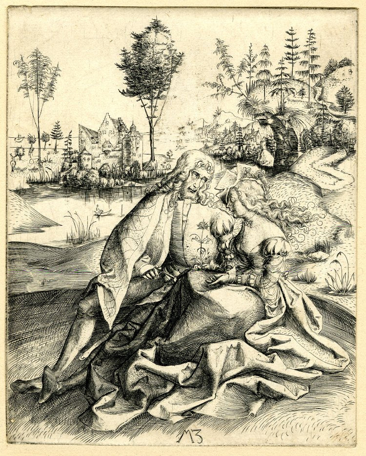 The Pair of Lovers, vintage artwork by Matthaus Zaisinger, A3 (16x12") Poster Print