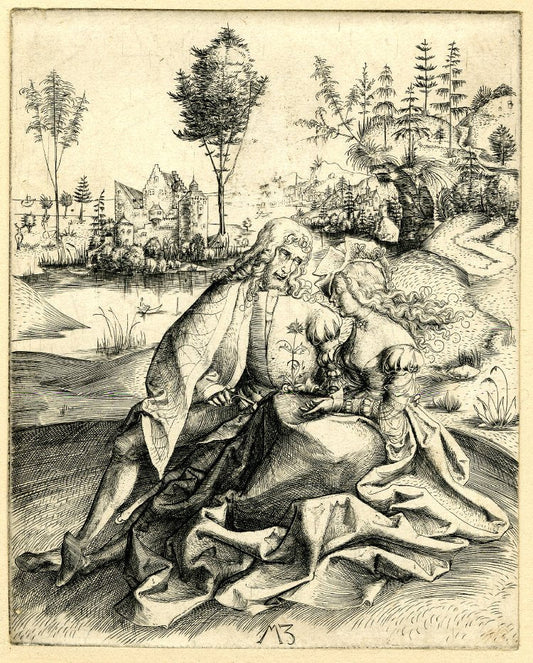 The Pair of Lovers, vintage artwork by Matthaus Zaisinger, A3 (16x12") Poster Print