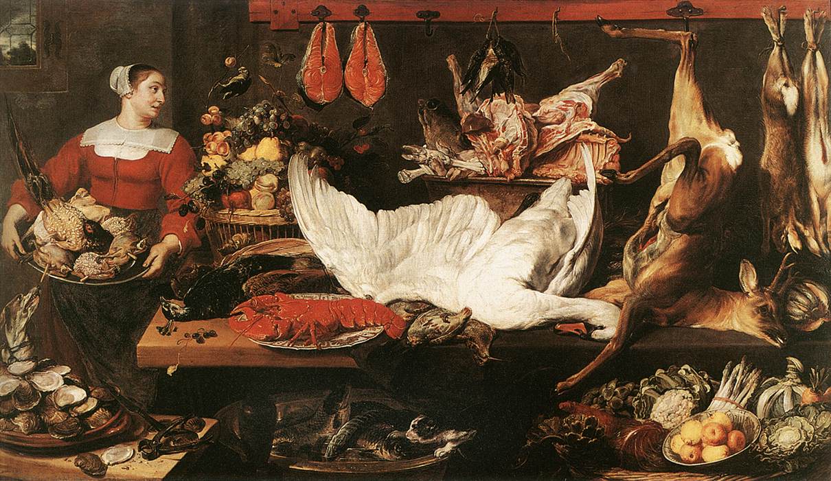 The Pantry, vintage artwork by Frans Snyders, 12x8" (A4) Poster