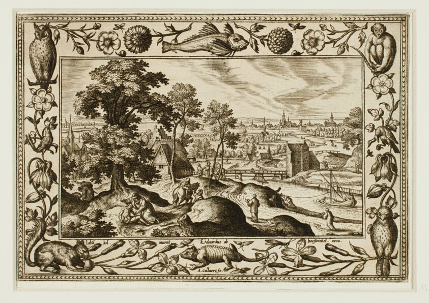The Parable of the Good Samaritan, from Landscapes with Old and New Testament Scenes and Hunting Scenes by  Adriaen Collaert (Flemish, c. 1560–1618) , 23x16"( A2 size ) Poster Print
