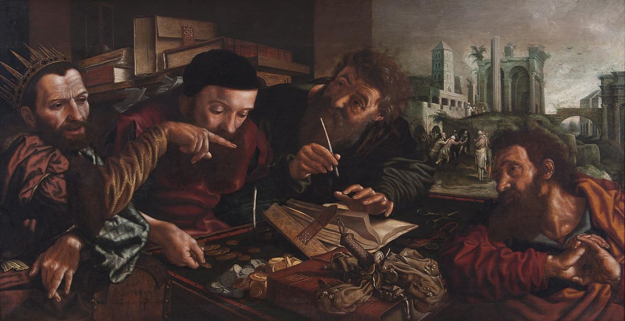 The Parable of the Unmerciful Servant, vintage artwork by Jan Sanders van Hemessen, A3 (16x12") Poster Print