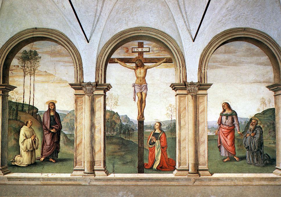 The Pazzi Crucifixion, vintage artwork by Perugino, A3 (16x12") Poster Print