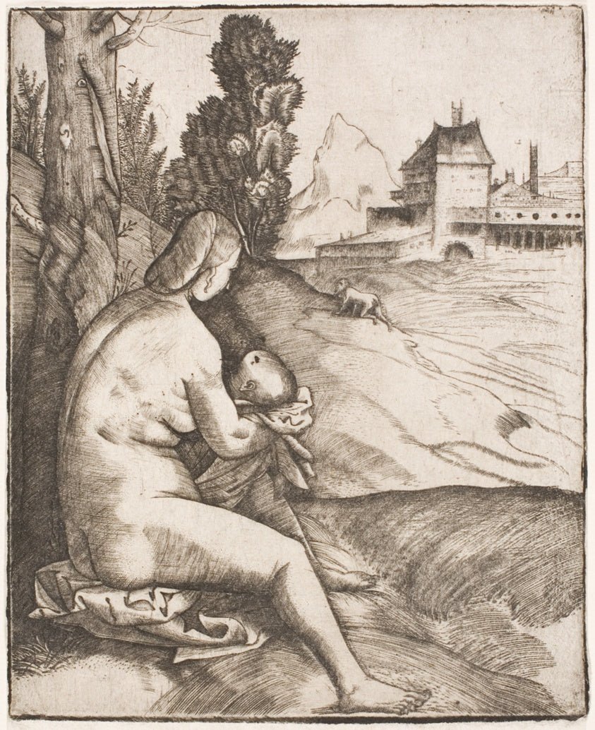 The Penance of Saint John Chrysostom by  attributed to Giulio Campagnola, 23x16"( A2 size) Poster Print