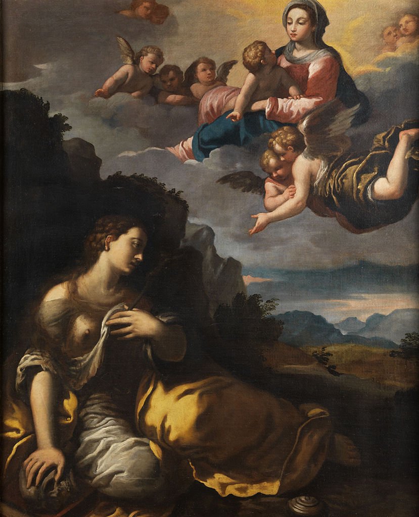 The Penitent Mary Magdalene, vintage artwork by Ippolito Scarsella, 12x8" (A4) Poster