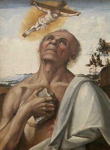 The Penitent Saint Jerome in Ecstasy, vintage artwork by Attributed to Luca Signorelli, A3 (16x12") Poster Print