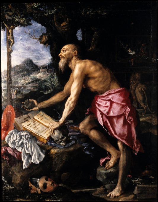 The Penitent Saint Jerome, vintage artwork by Alessandro Allori, A3 (16x12") Poster Print