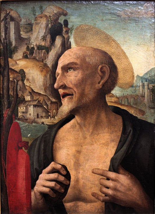 The Penitent Saint Jerome, vintage artwork by Attributed to Gian Francesco de Maineri, A3 (16x12") Poster Print