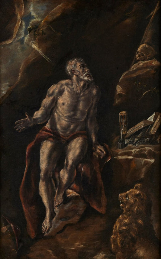 The Penitent Saint Jerome, vintage artwork by Luis Tristán de Escamilla, 12x8" (A4) Poster