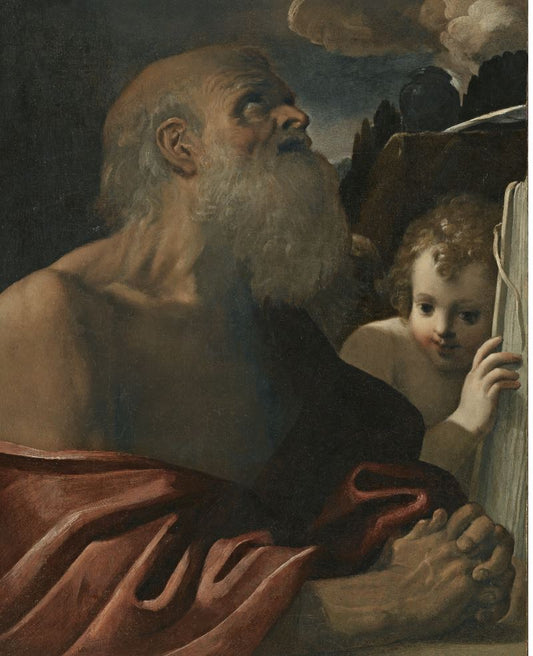 The Penitent St. Gerome Attended by  an Angel, vintage artwork by Bartolomeo Schedoni, 12x8" (A4) Poster