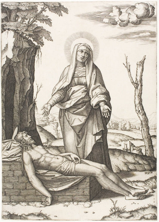 The Pietà by  Marcantonio Raimondi (Italian, c. 1480-1534), 23x16"( A2 size) Poster Print