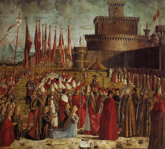 The Pilgrims Meet the Pope, vintage artwork by Vittore Carpaccio, A3 (16x12") Poster Print