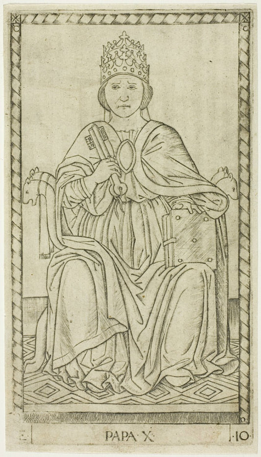 The Pope, plate ten from The Ranks and Conditions of Men by  Master of the E-Series Tarocchi, 23x16"( A2 size) Poster Print