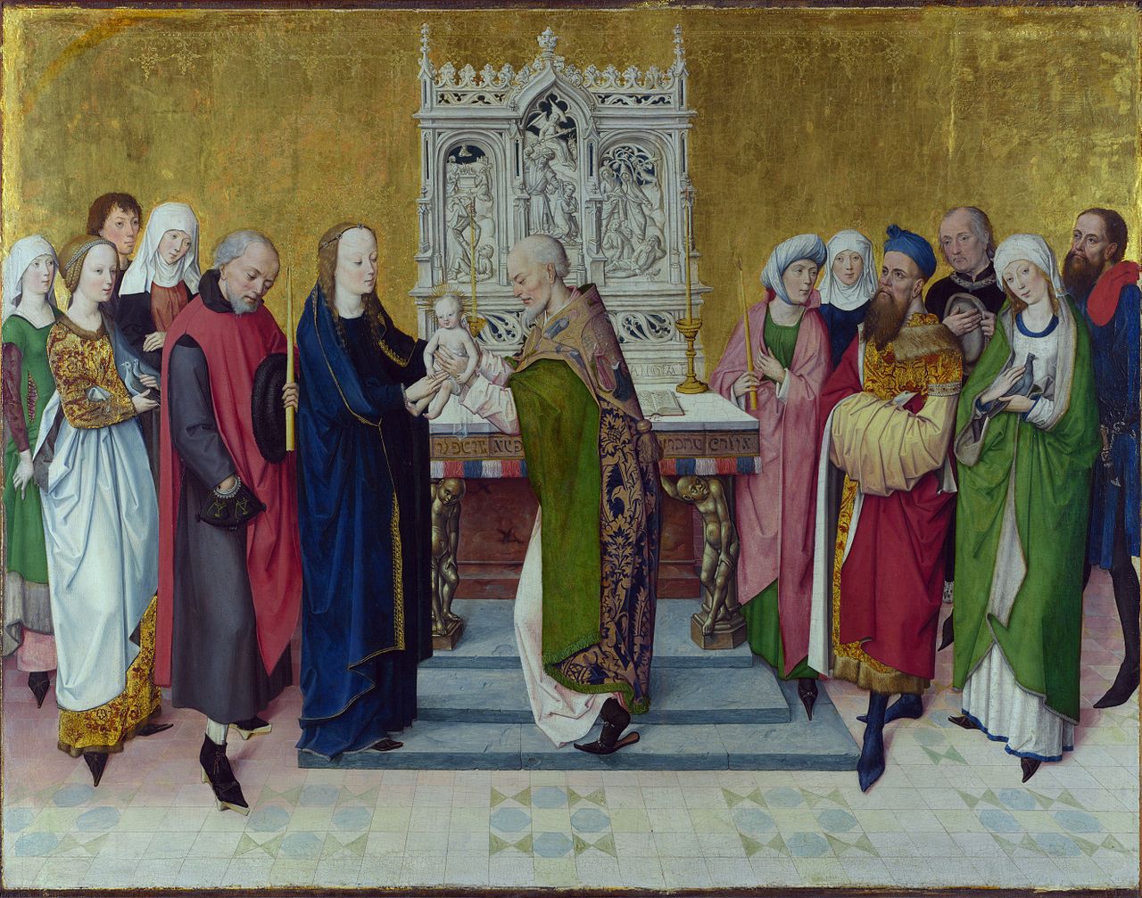 The Presentation in the Temple (from Life of the Virgin for the Ursulakirche, Cologne), vintage artwork by Master of the Life of the Virgin, A3 (16x12") Poster Print